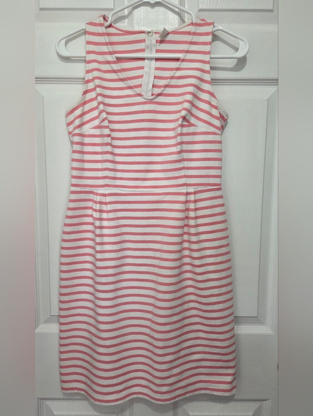 Old Navy Pink & White Striped V-Neck Sheath Dress Size Small Nautical Preppy
